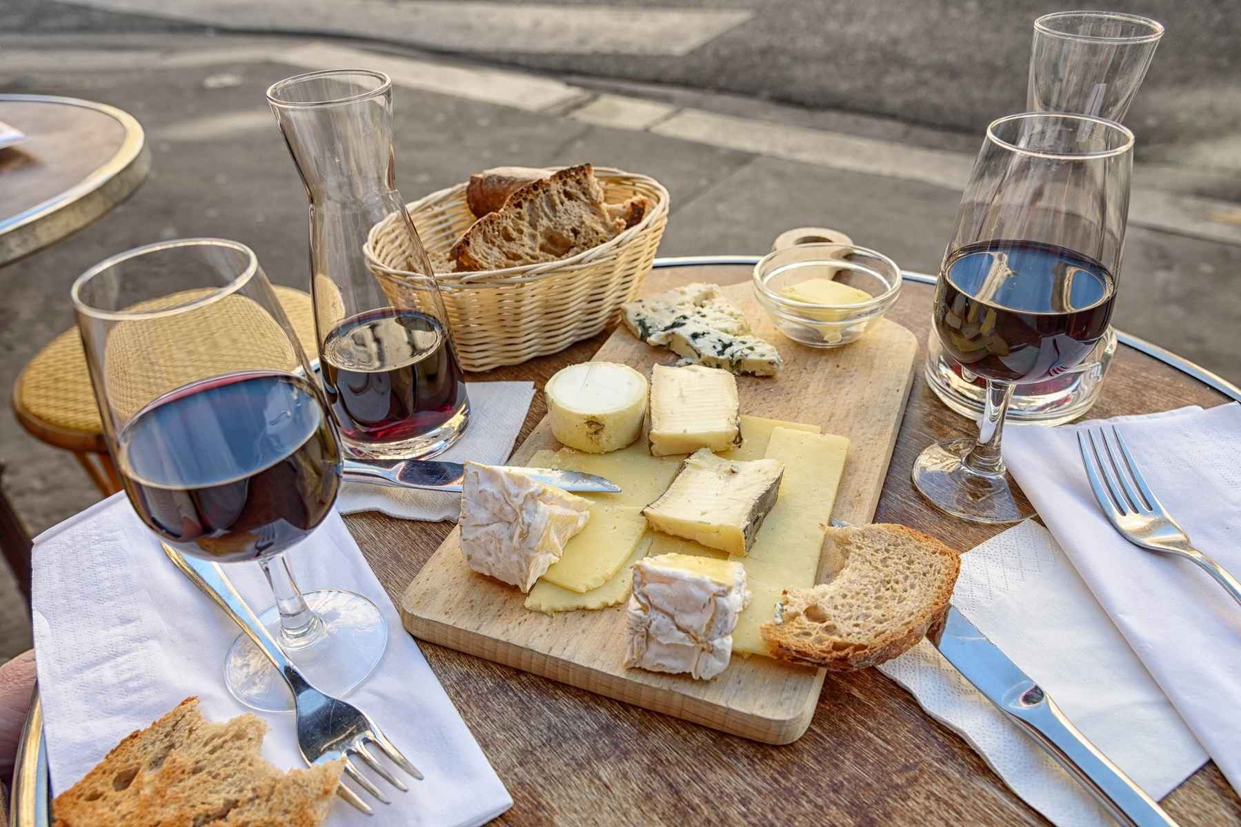 French cafe wine and cheese