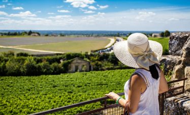 Woman looking at Saint Emilion view