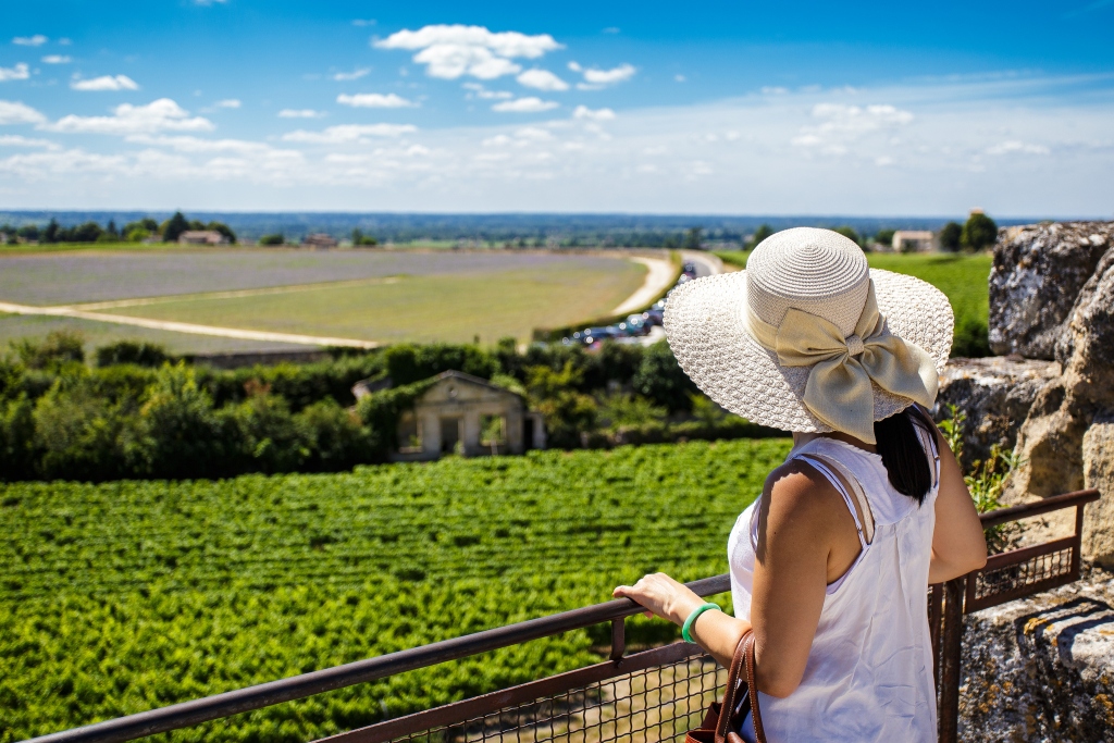 Woman looking at Saint Emilion view