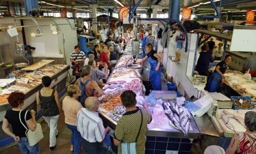 Fish stalls in Sète market
