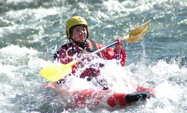 Canoeing on a river in the Pyrenees