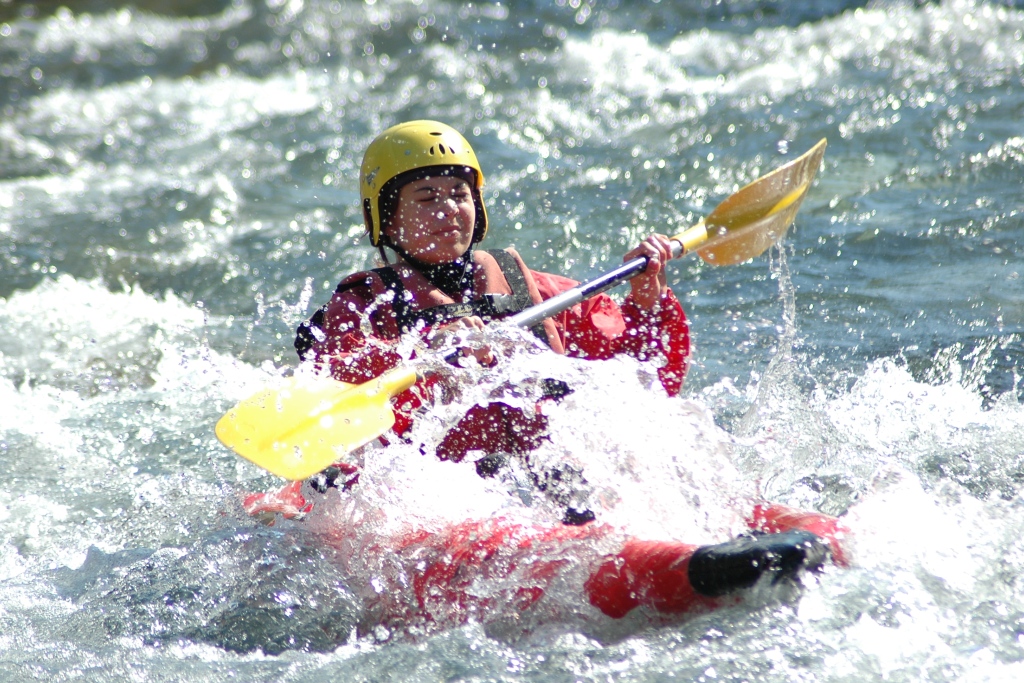 Canoeing on a river in the Pyrenees