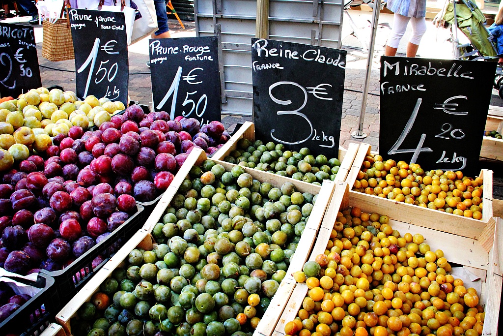 Plums at market Languedoc
