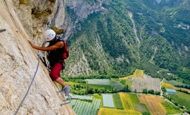 Climbing on the via ferrata