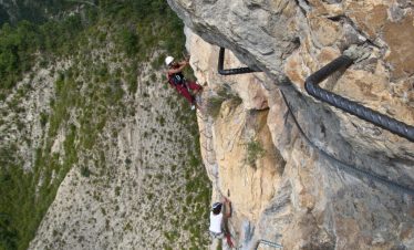 Heading up on Verdon via ferrata