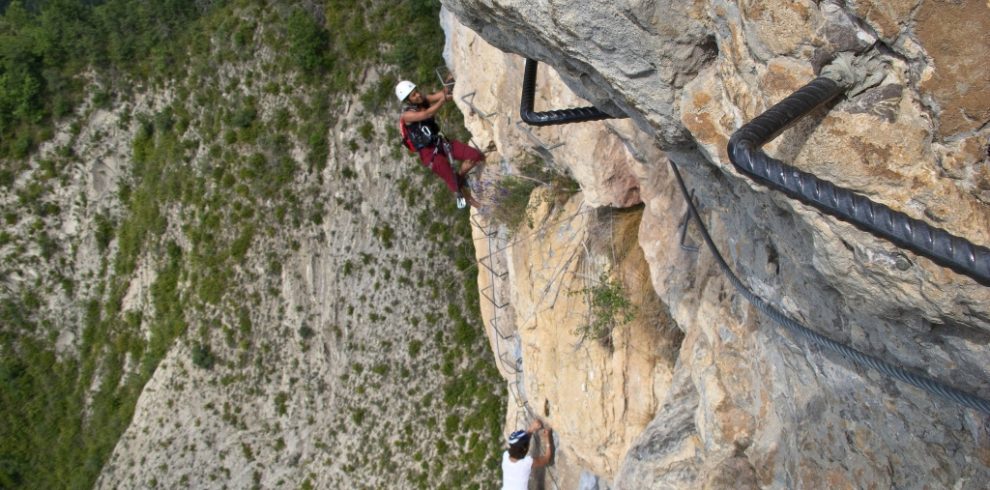 Heading up on Verdon via ferrata