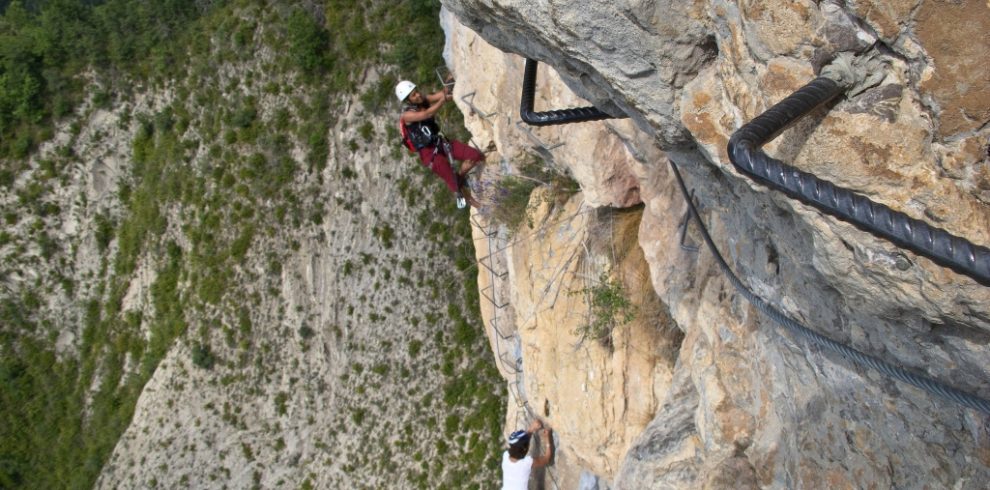 Heading up on Verdon via ferrata