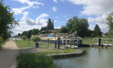 Passing through a lock river cruise in France