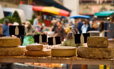 cheeses at market
