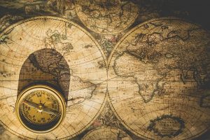 Map and compass historic travel