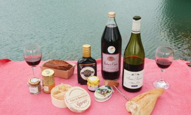 Delicious local food for picnic lunch in Burgund