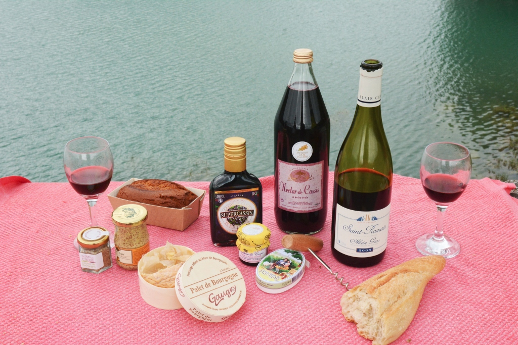 Delicious local food for picnic lunch in Burgund