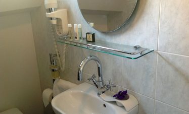 Luxury barge hotel cabin bathroom