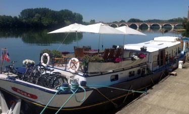 The sun deck on board luxury french barge hotel