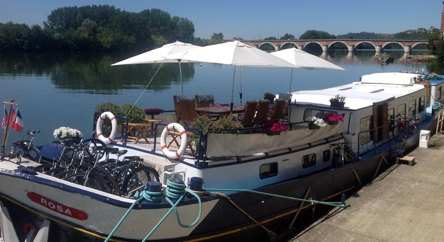 The sun deck on board luxury french barge hotel