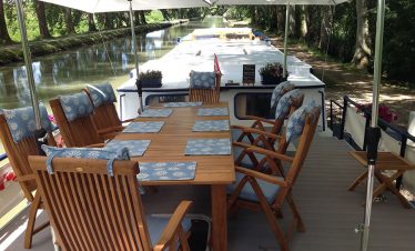 Dining on board the river cruising barge hotel