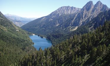 Beautiful lake view on a hiking trip to Pyrenees