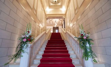 Fabulous staircase at the chateau hotel in Meursault Burgundy